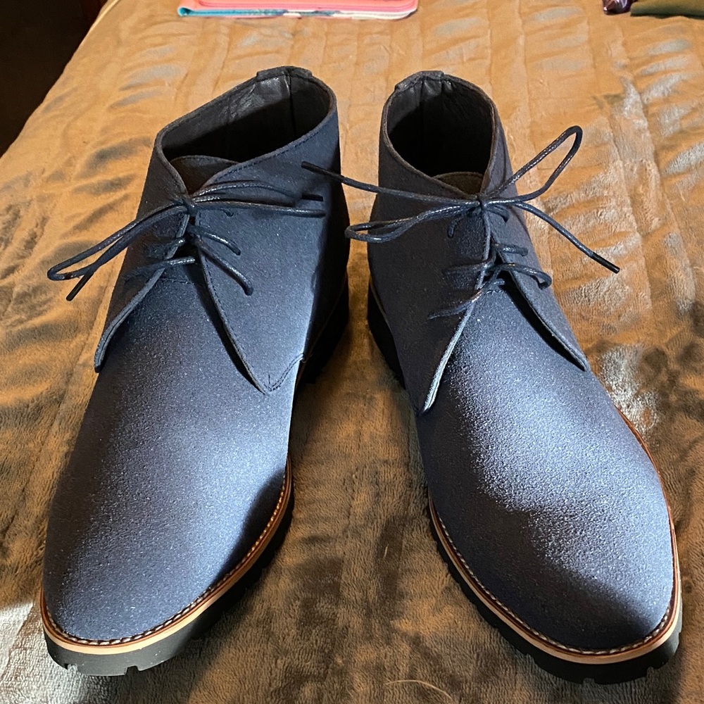 Unisex navy faux suede boots